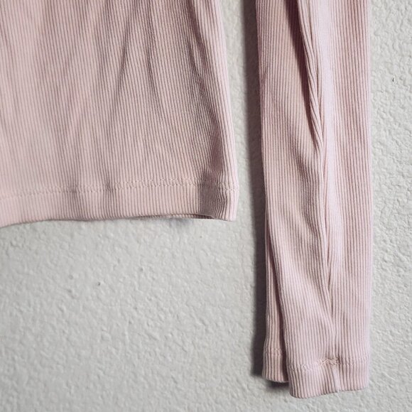 Vince Shirt Womens Medium Pink Ribbed Mock Neck Quarter Zip Long Sleeve Modal - Picture 2 of 11